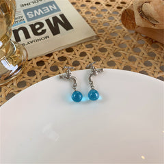 Blue Crystal & Silver-Plated Water Tap Drop Earrings