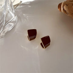 Dark Brown & 18K Gold-Plated Twisted Bezel Stud Earrings