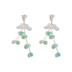 Crystal & Resin 18K Gold-Plated Tassel Abstract Dangle Earrings