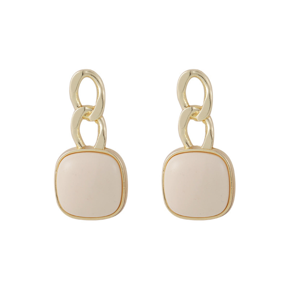 Cream Resin & 18K Gold-Plated Chain Square Drop Earrings