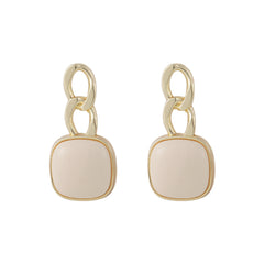 Cream Resin & 18K Gold-Plated Chain Square Drop Earrings