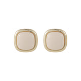 Beige Resin & 18k Gold-Plated Square Stud Earrings