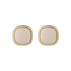 Beige Resin & 18K Gold-Plated Square Stud Earrings