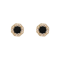 Pearl & Black Flocking 18k Gold-Plated Floral Stud Earrings