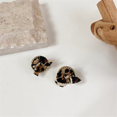 Polystyrene & Silk 18K Gold-Plated Leopard Print Round Stud Earrings