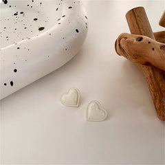 White Heart Stud Earrings