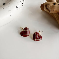 Red Enamel & 18K Gold-Plated Heart Huggie Earrings