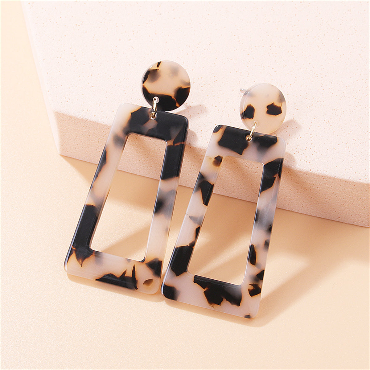 Khaki Abstract Ladder Drop Earrings, drop earrings for women, vintage-inspired design, front view