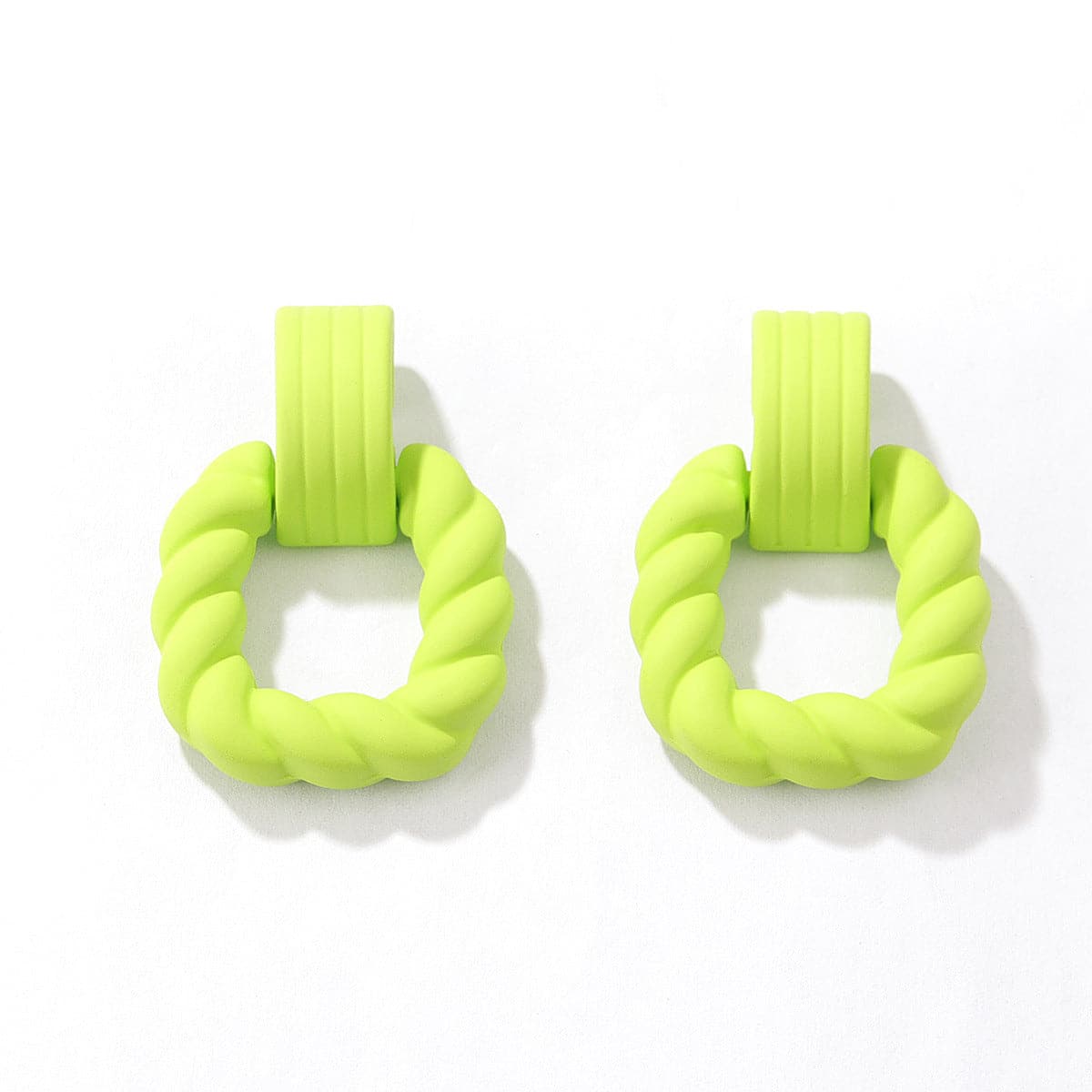 Green Resin and Silver-Plated Twine Square Drop Earrings, silver drop earrings for women, everyday style, front view