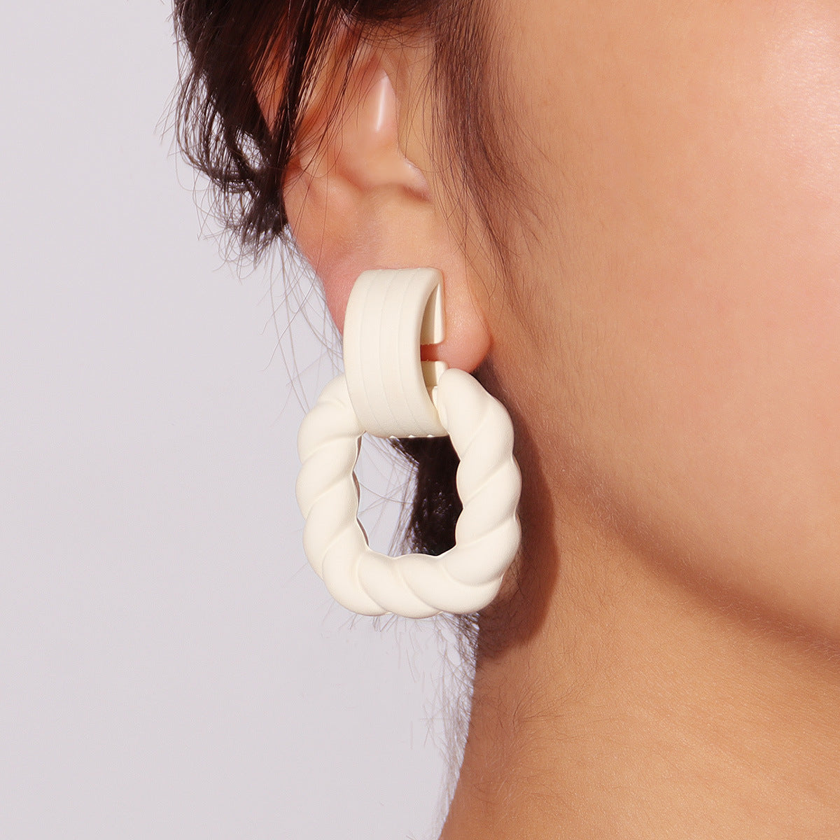 White Resin and Silver-Plated Twine Square Drop Earrings, silver drop earrings for women, botanical inspired, styled look