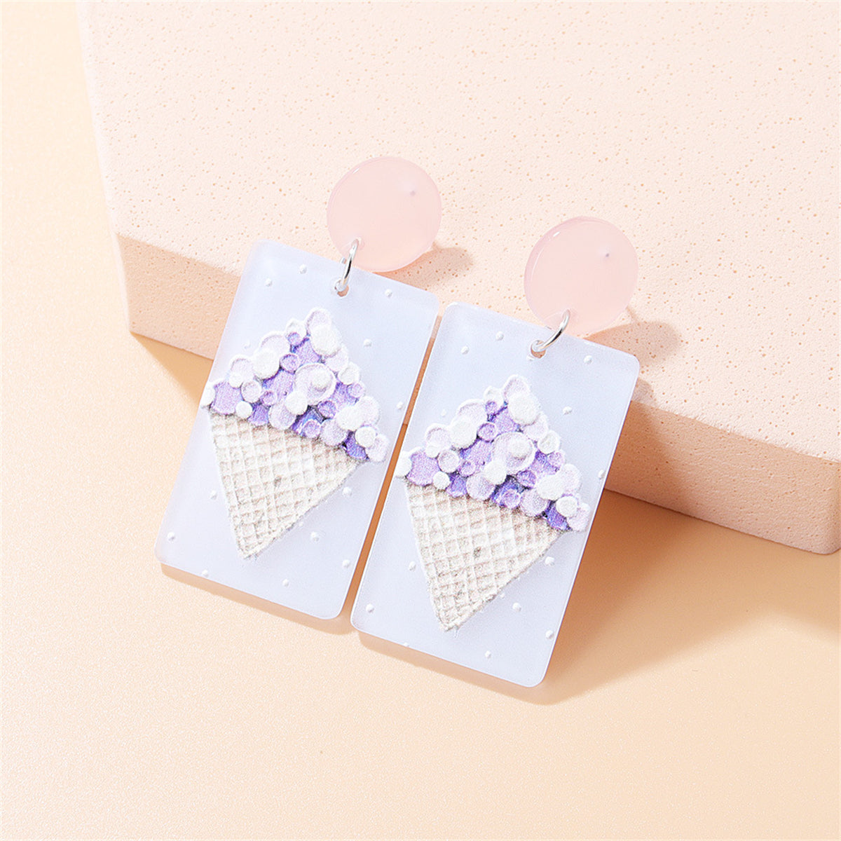 Purple Acrylic Ice Cream Drop Earrings