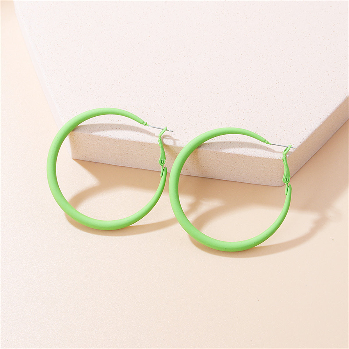 Green Hoop Earrings, elegant gift for her, front view