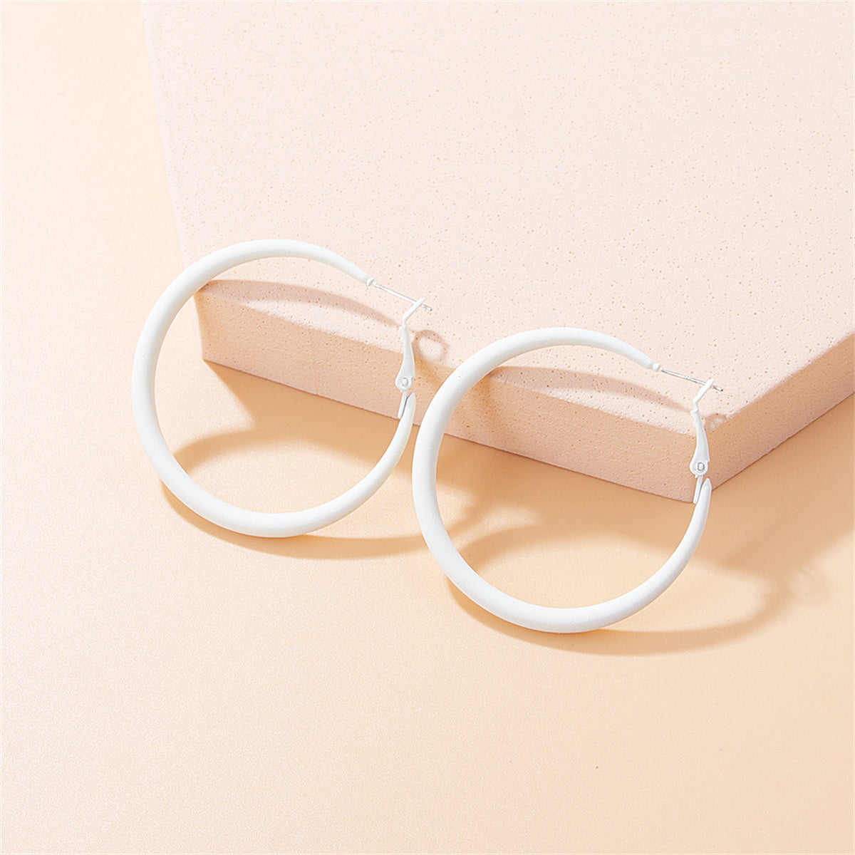 White Hoop Earrings, everyday style, front view