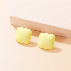 Yellow Enamel & Silver-Plated Cube Stud Earrings