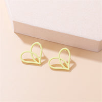 Yellow Enamel & Silver-Plated Heart Stud Earrings