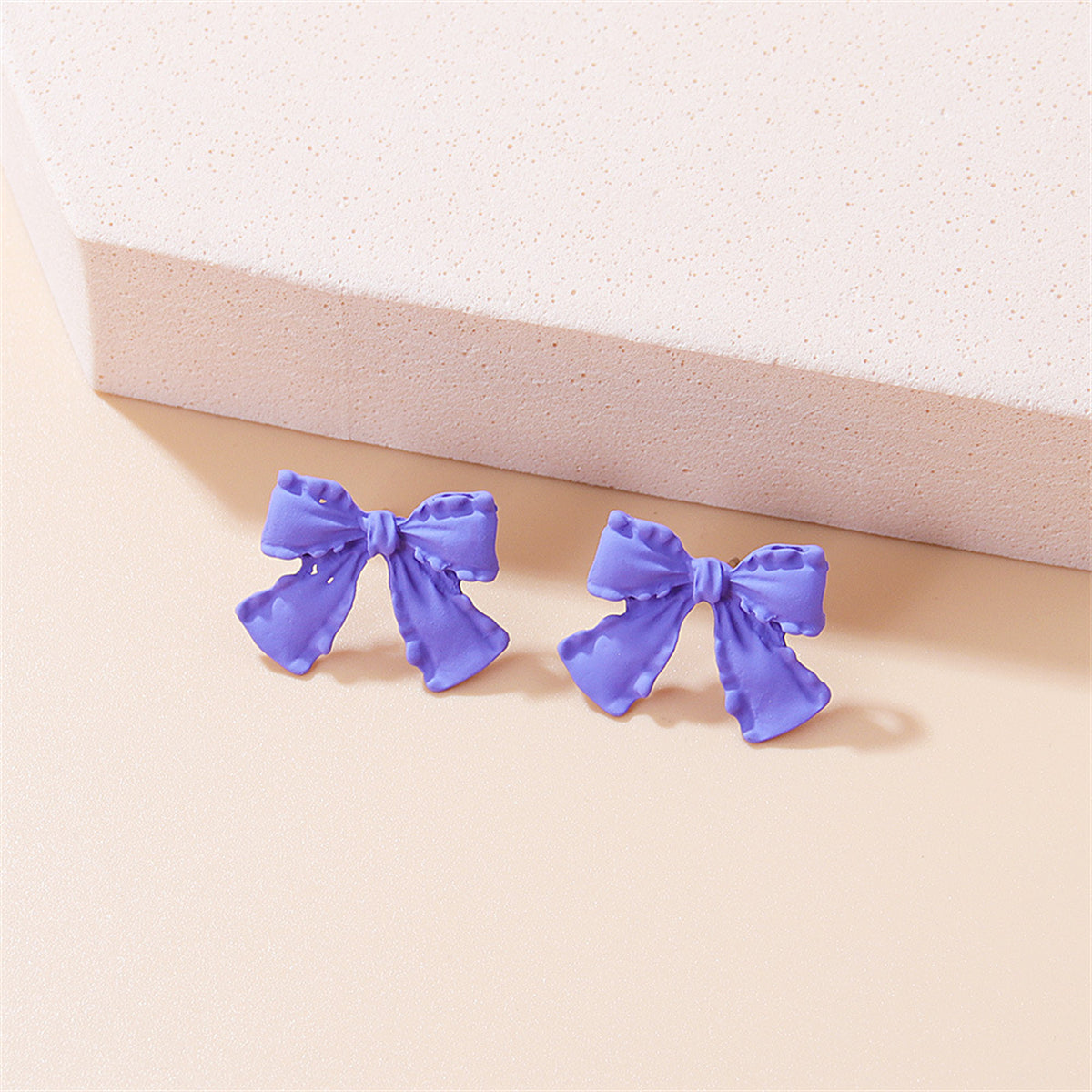 Purple Ripple Bow Stud Earrings