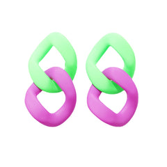 Green & Purple Chain Drop Earrings