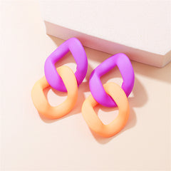 Orange & Purple Chain Drop Earrings
