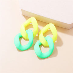 Yellow & Green Chain Drop Earrings
