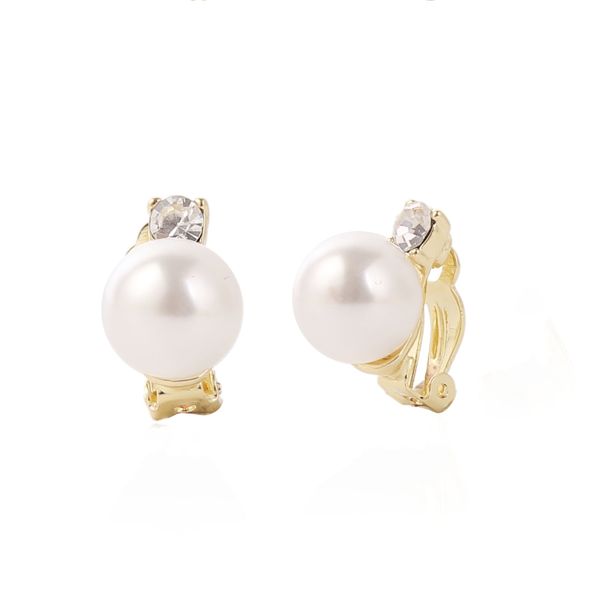 Pearl & Cubic Zirconia 18K Gold-Plated Round Huggie Earrings
