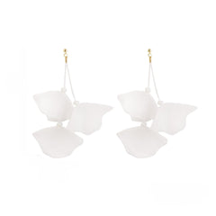 Elegant white flower earrings with gold hooks, perfect for adding a touch of sophistication to any outfit or occasion.