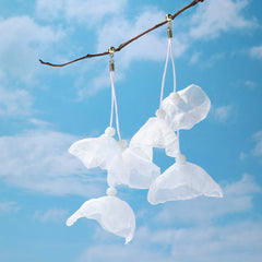 Lightweight three-petal white flower earrings with gold-plated hooks, ideal for everyday wear and special events alike.