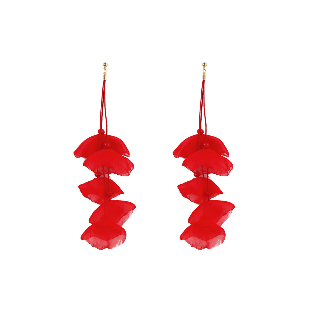 Stunning red flower earrings with gold-plated hooks, designed to elevate your style and add a pop of color to your look.