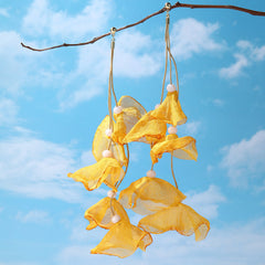 Elegant yellow flower earrings featuring five petals, crafted from polyester with gold-plated hooks for a luxurious touch.