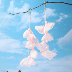 Chic pink flower earrings with five petals, crafted from polyester and featuring gold-plated hooks for a refined appearance.