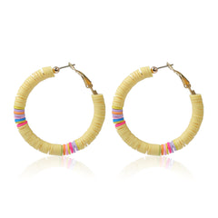 Yellow Polymer Clay & 18K Gold-Plated Beaded Hoop Earrings