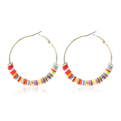 Pink & Red Polymer Clay 18K Gold-Plated Hoop Earrings