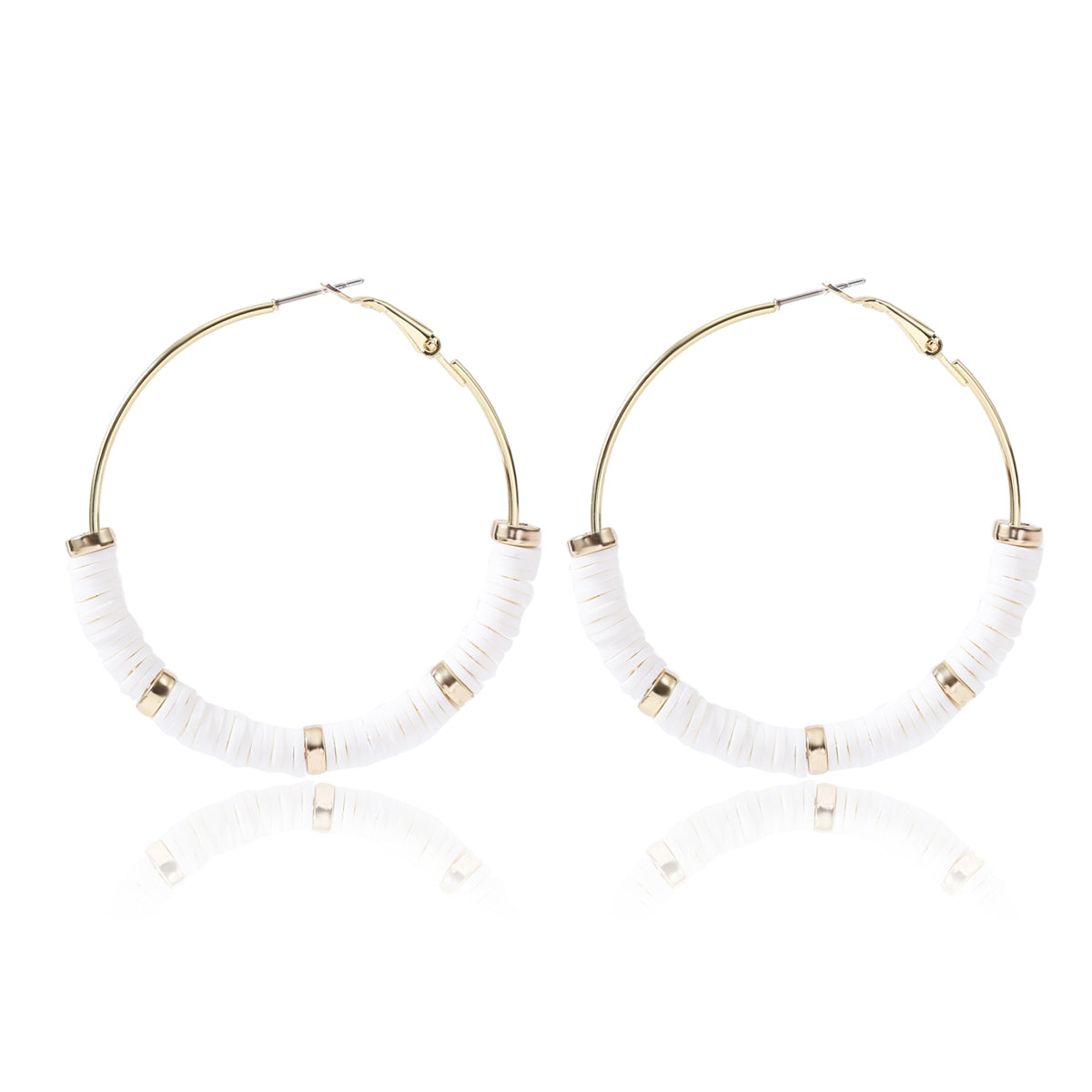 White Polymer Clay & 18K Gold-Plated Hoop Earrings