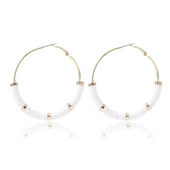 White Polymer Clay & 18K Gold-Plated Hoop Earrings