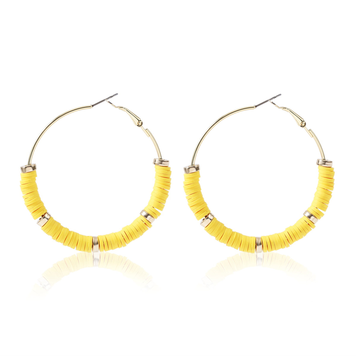 Yellow Polymer Clay & 18K Gold-Plated Hoop Earrings