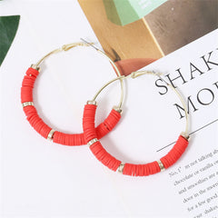 Red Polymer Clay & 18K Gold-Plated Beaded Hoop Earrings