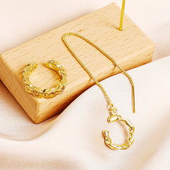 18K Gold-Plated Ear Cuff & Threader Set