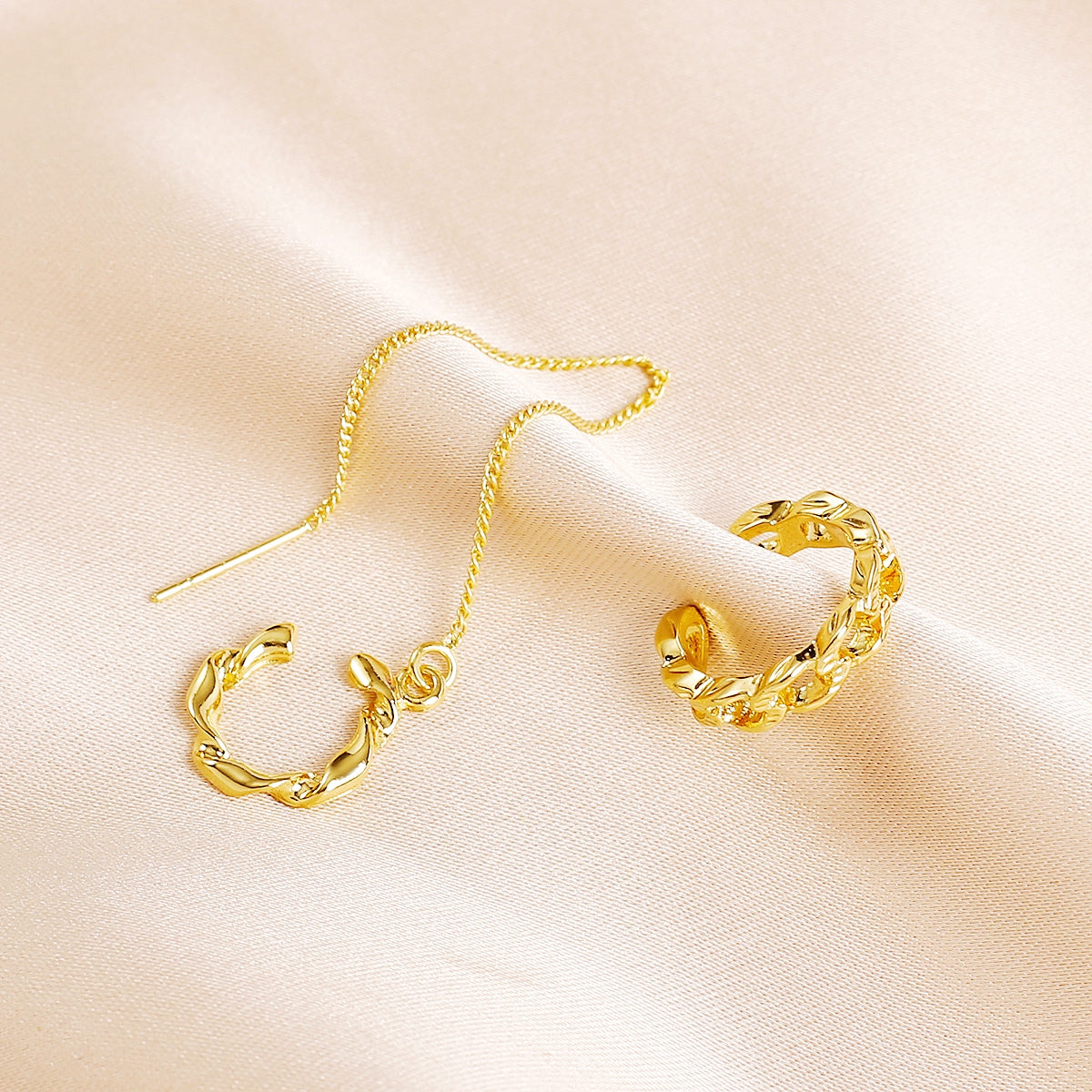 18K Gold-Plated Ear Cuff & Threader Set