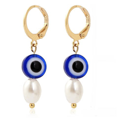 Pearl & Acrylic 18K Gold-Plated Eye Huggie Earrings