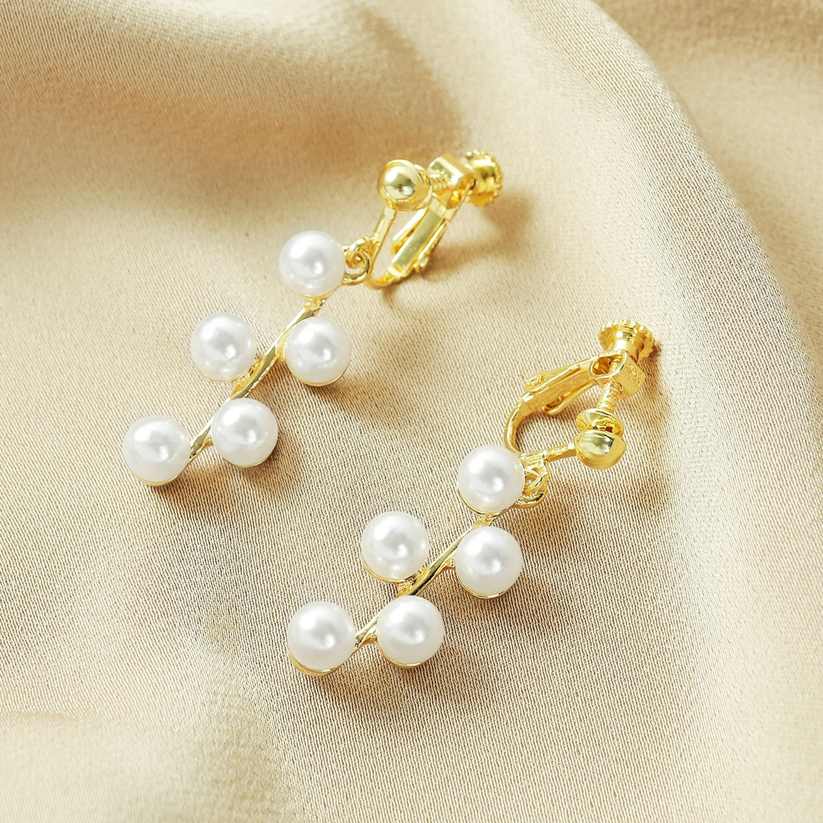 Pearl & 18K Gold-Plated Botanical Huggie Earrings