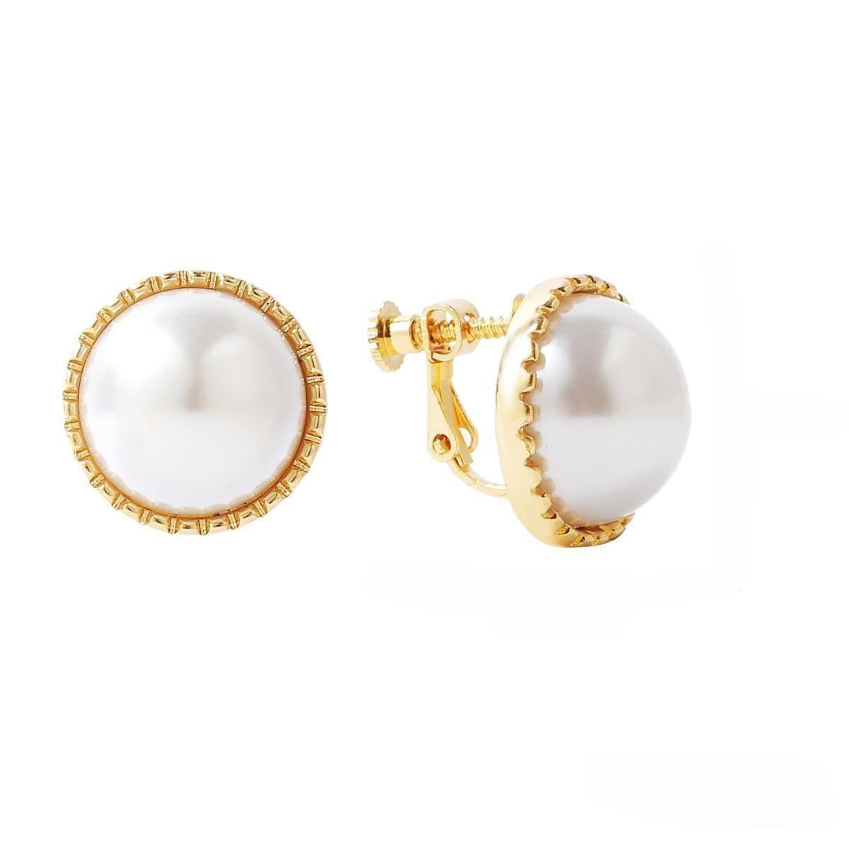 Pearl & 18K Gold-Plated Round Huggie Earrings