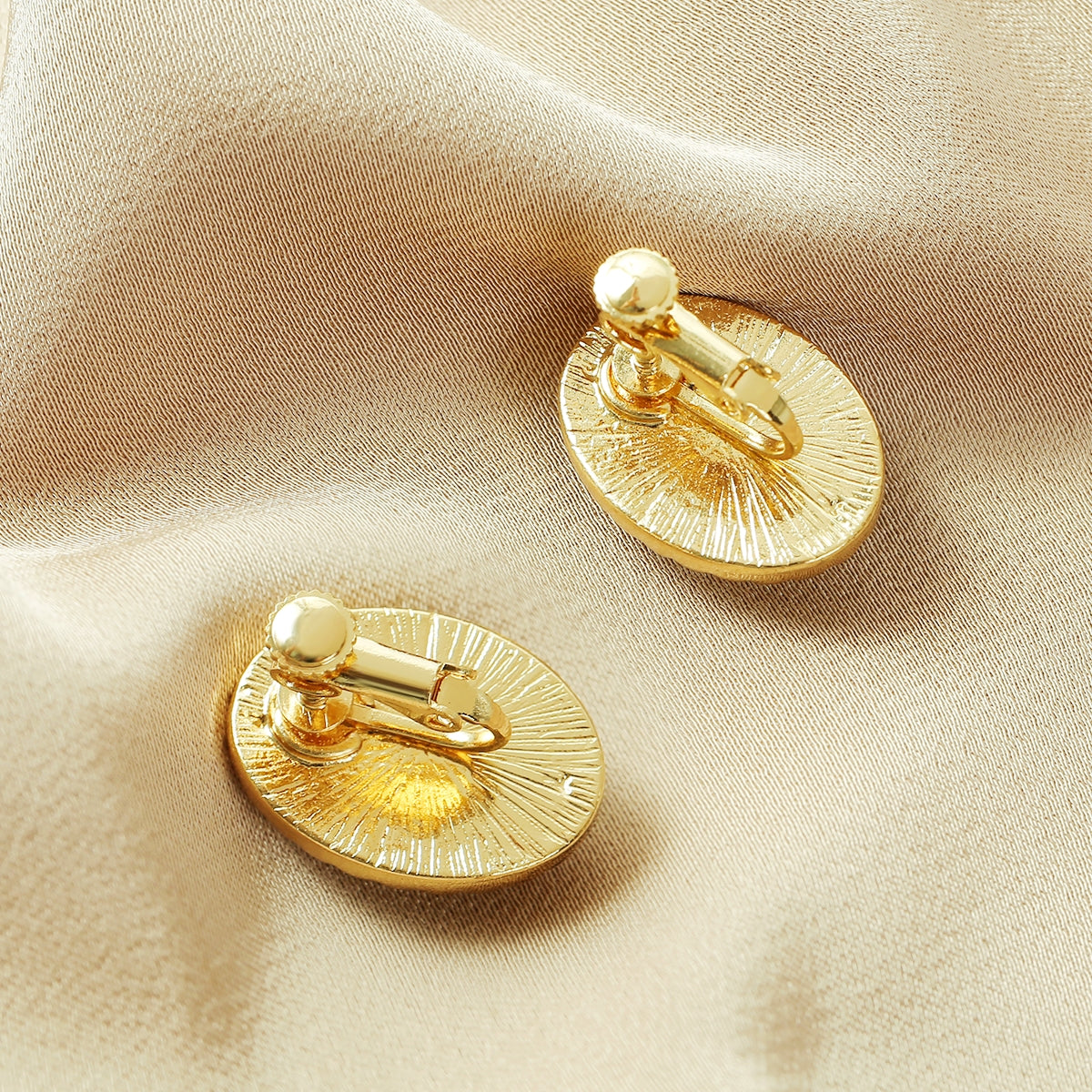 Pearl & 18K Gold-Plated Oval Huggie Earrings