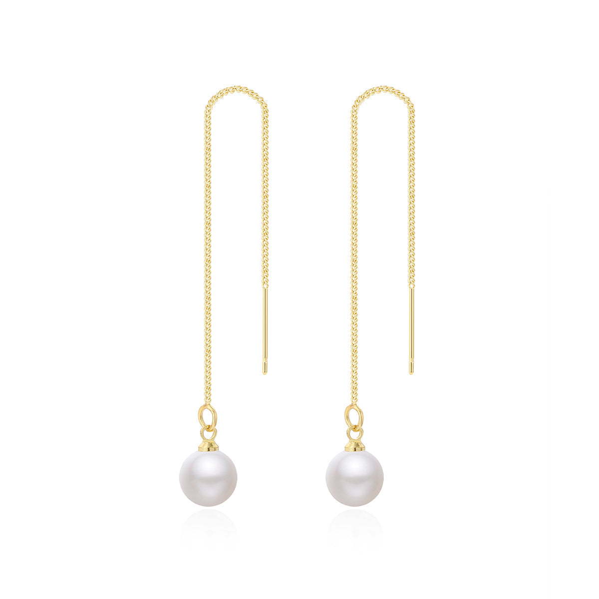 Pearl & 18K Gold-Plated Threader Earrings