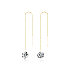 Cubic Zirconia & 18K Gold-Plated Ear Threaders