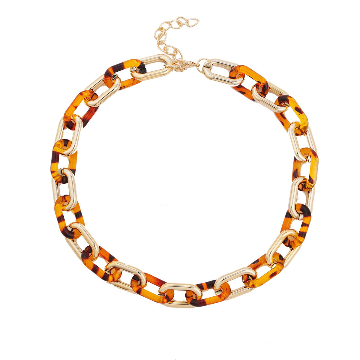 Brown Resin and 18K Gold-Plated Cable Chain Choker Necklace, gold pendant necklace for women, side view