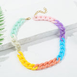 Red Multicolor Acrylic & 18k Gold-Plated Cuban Chain Collar Necklace