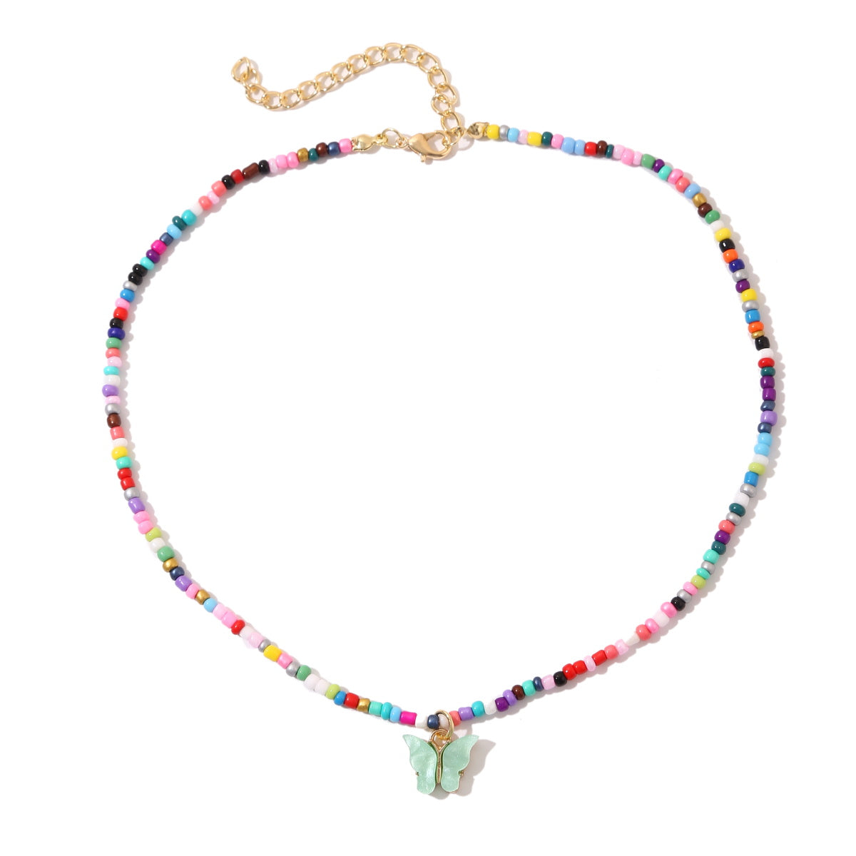 Green and Red Multicolor Howlite Butterfly Pendant Necklace, pendant necklace for women, detail close-up