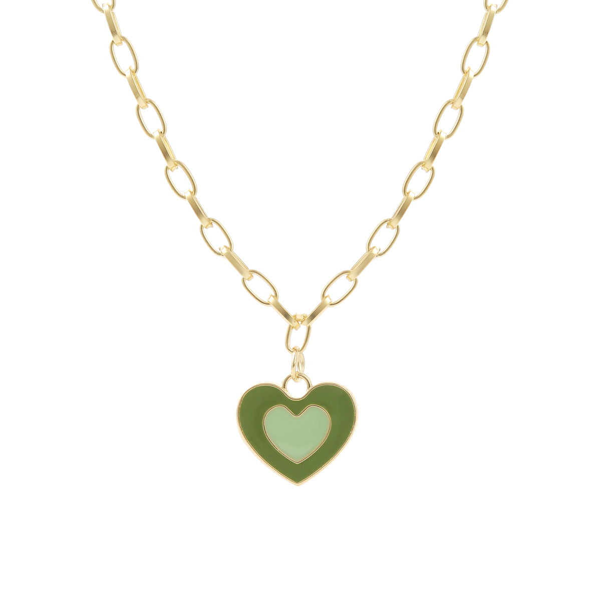 Green Enamel & 18K Gold-Plated Heart Pendant Necklace