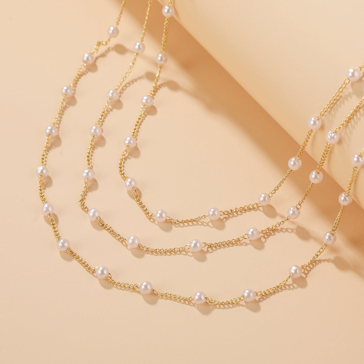 Pearl and 18K Gold-Plated Layered Station Necklace, gold pendant necklace for women, botanical inspired, lifestyle look