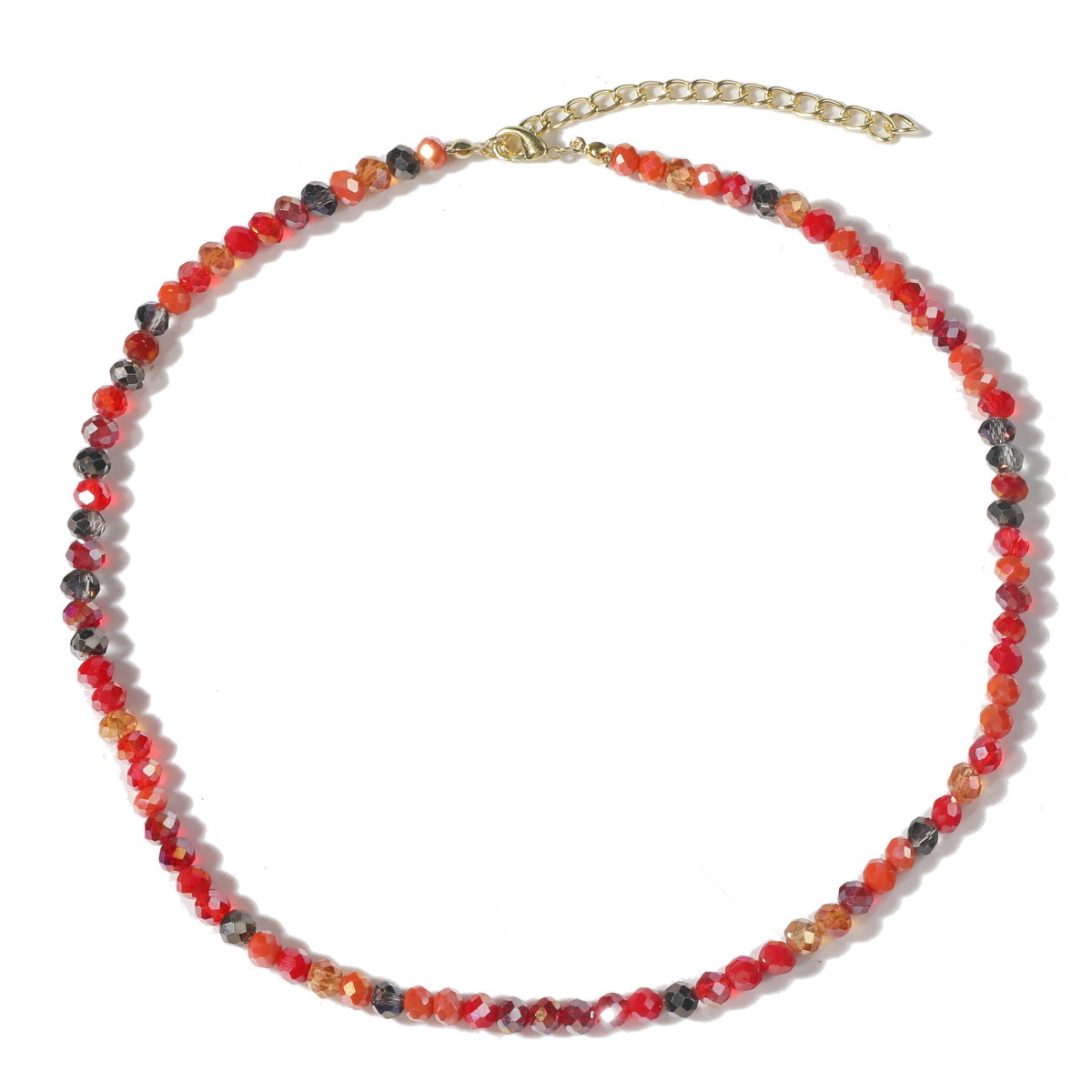 Red Acrylic and 18K Gold-Plated Beads Chain Necklace, gold pendant necklace for women, lifestyle look