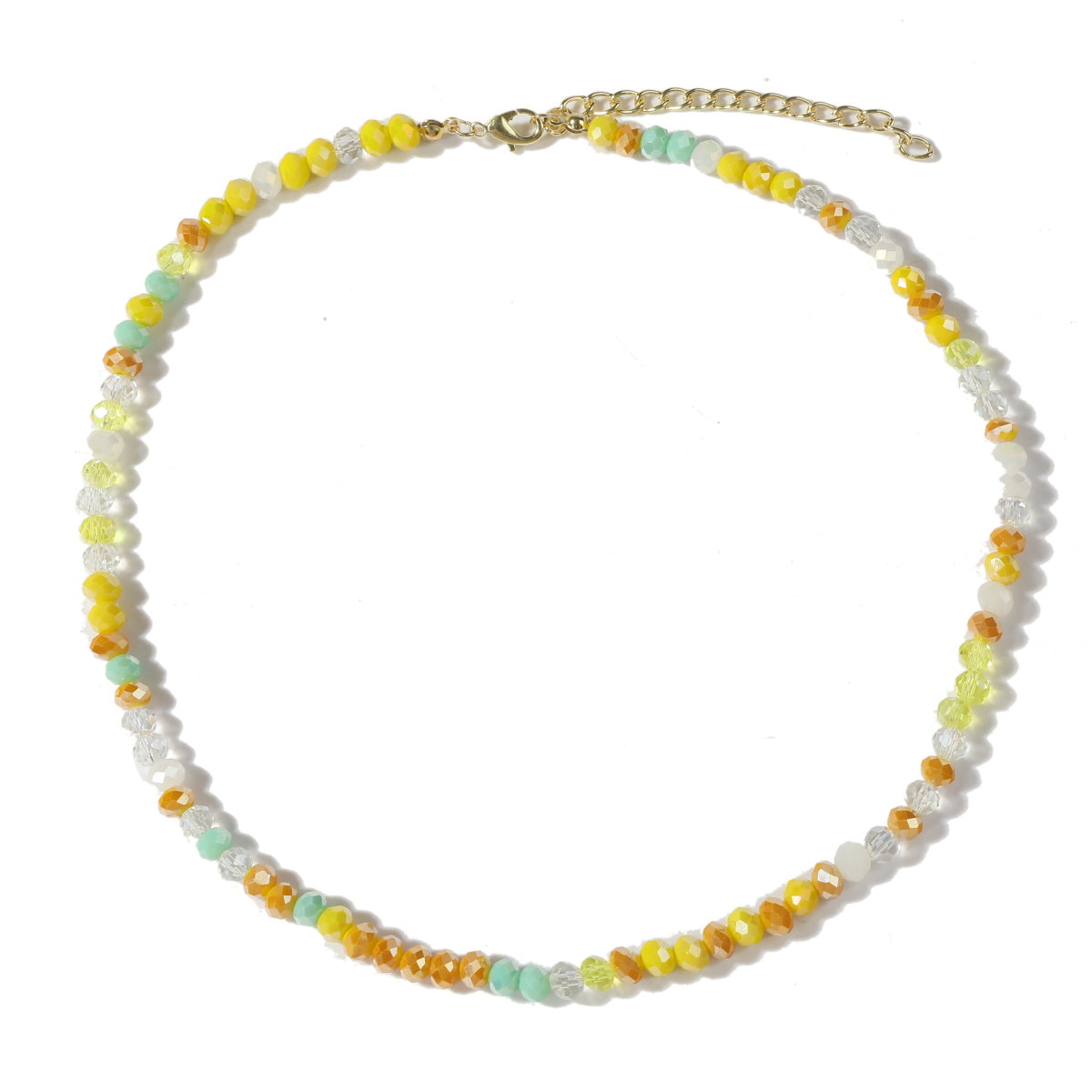 Yellow Acrylic and 18K Gold-Plated Beads Chain Necklace, gold pendant necklace for women, everyday style, lifestyle look